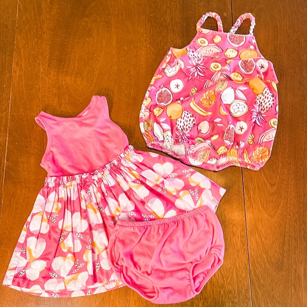 18 months 3 pc lot dress bottom romper play wear daycare girl baby bundle